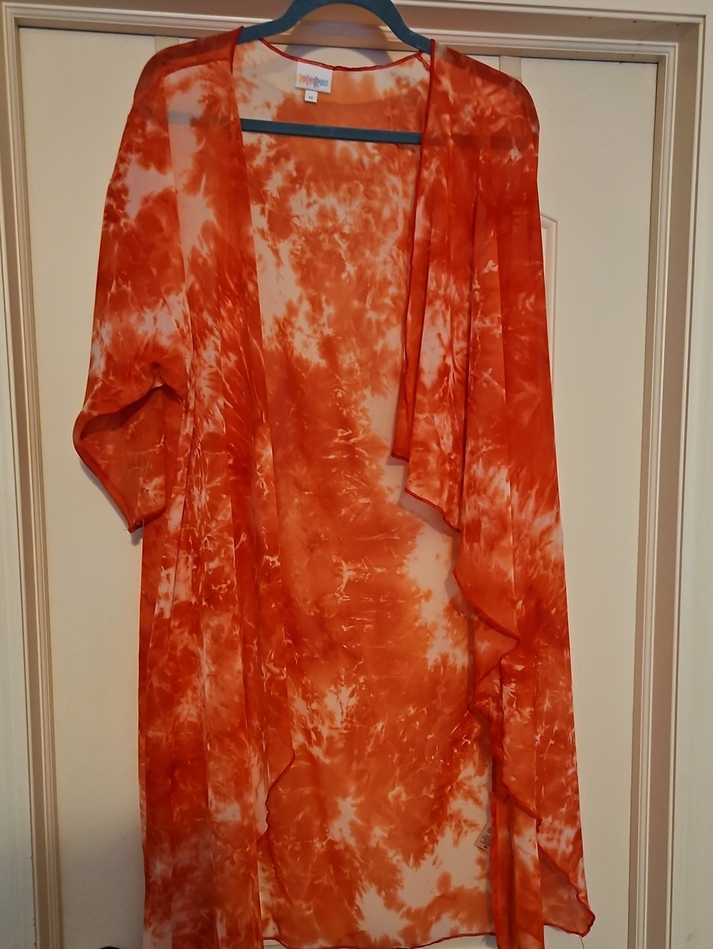 LuLaRoe Orange Tie-Dye Sheer Kimono